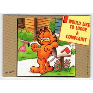 Garfield I Lodge A Complaint Postcard Signed Jim Davis Comic Cat 1978 Unused